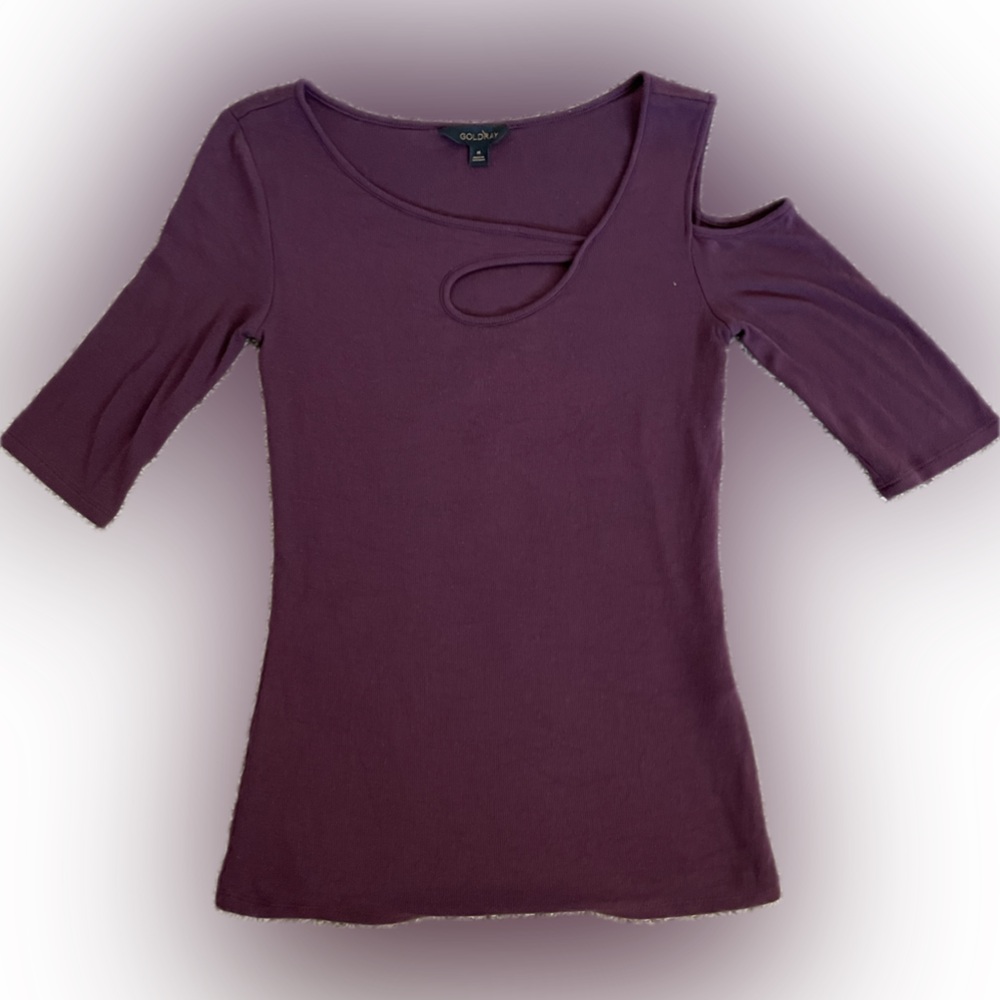 Goldray medium dark purple shirt with keyhole and open shoulder